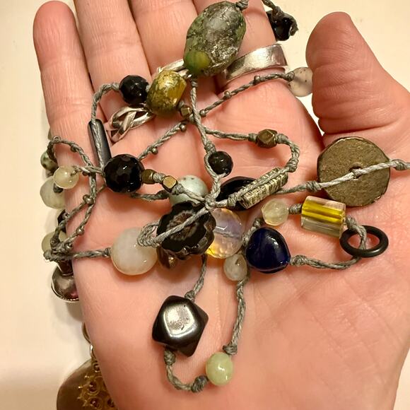 Artisan Boho Beaded Mixed Metal Necklace - Picture 7 of 9